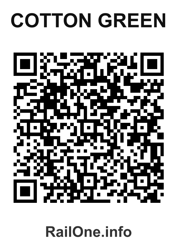 RailOne QR Code for Cotton Green station