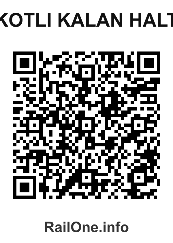 RailOne QR Code for Kotli Kalan Halt station