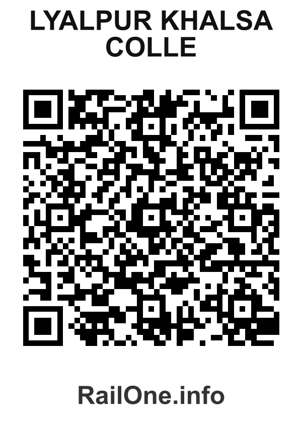 RailOne QR Code for Lyalpur Khalsa Colle station