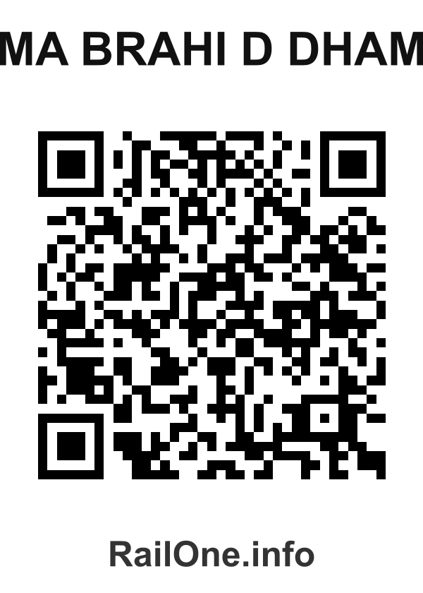 RailOne QR Code for Ma Brahi D Dham station
