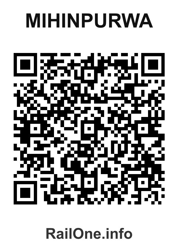 RailOne QR Code for Mihinpurwa station