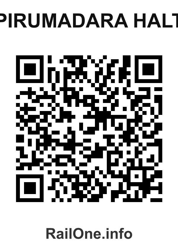 RailOne QR Code for Pirumadara Halt station