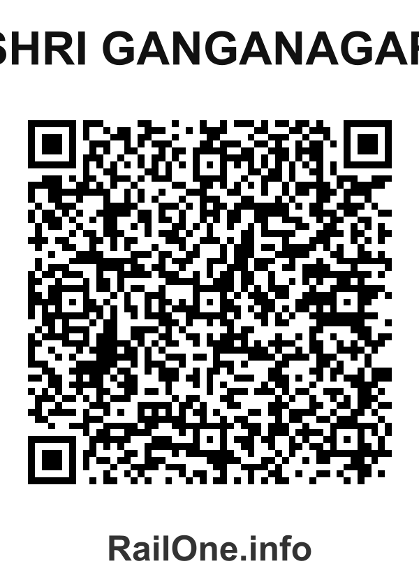 RailOne QR Code for Shri Ganganagar station
